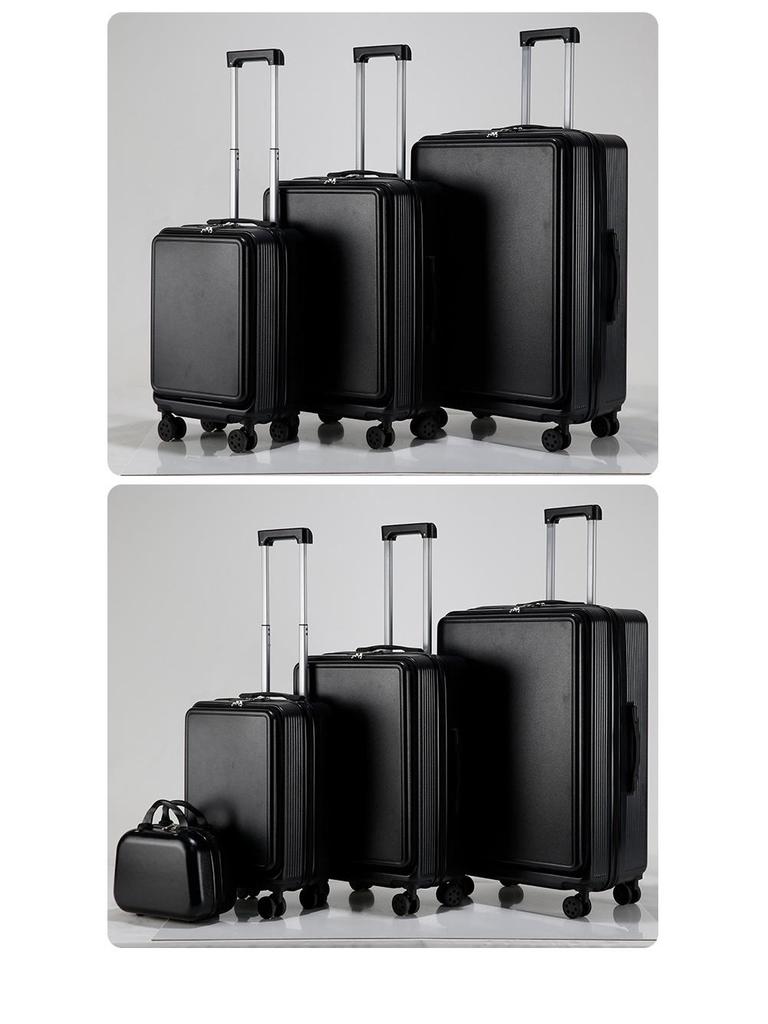 Large Capacity Front Opening Multifunctional Carry-On Trolley: Scratch & Wear-Resistant Travel Suitcase