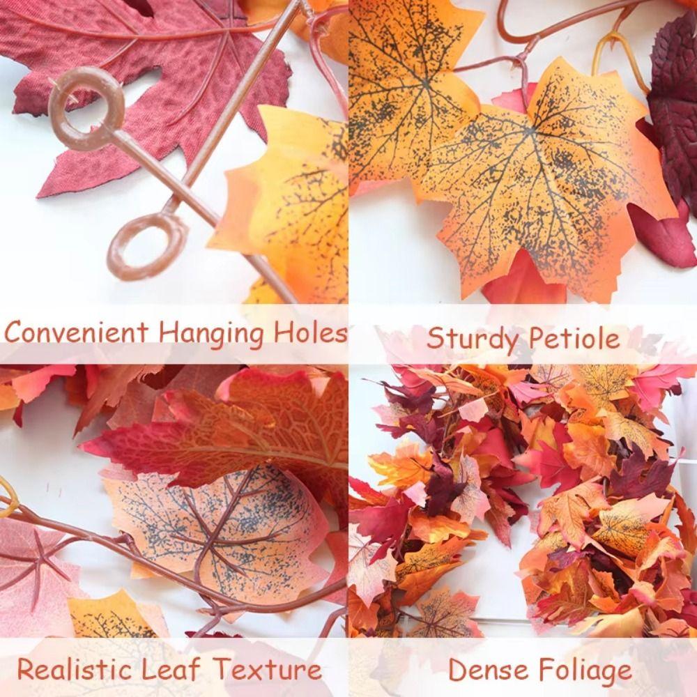 1.7m Red Autumn Maple Leaves Creative Fake Autumn Vines Artificial Maple Garland  Halloween Decor