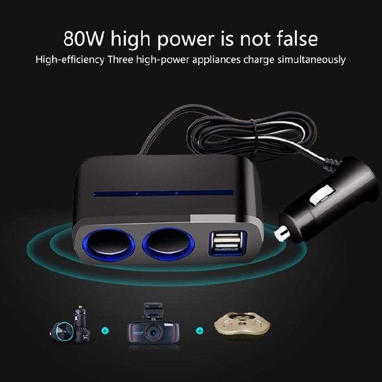 2 Way Multiple Socket Car Cigarettes Lighter Splitter USB Charging 12V/24V Adapter with USB Port