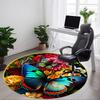 1pc Butterfly Flowers Chair Carpet for Office Non-Slip, Machine Washable Rug for Office, Room - Holiday Decor, Machine Made Yy251016156