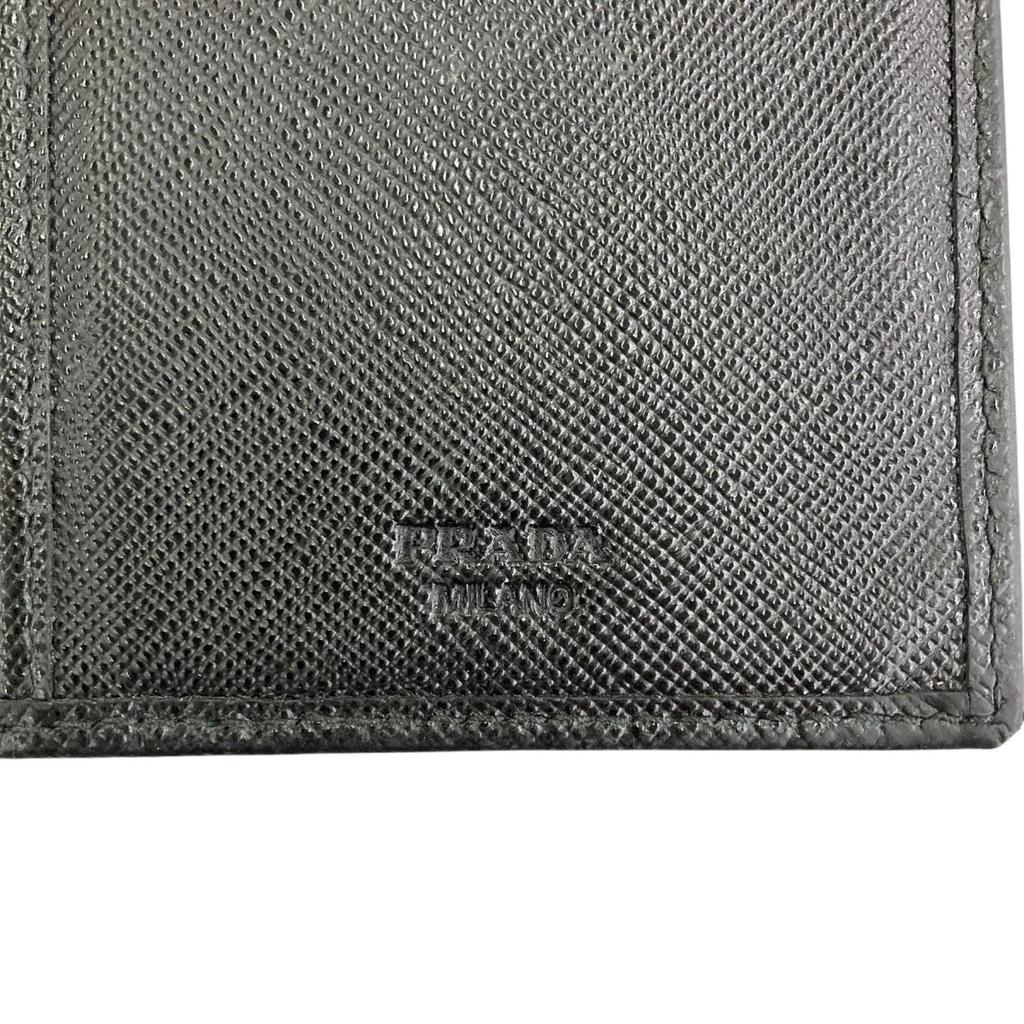 Used 180053 PRADA Prada leather bi-fold long wallet black black
