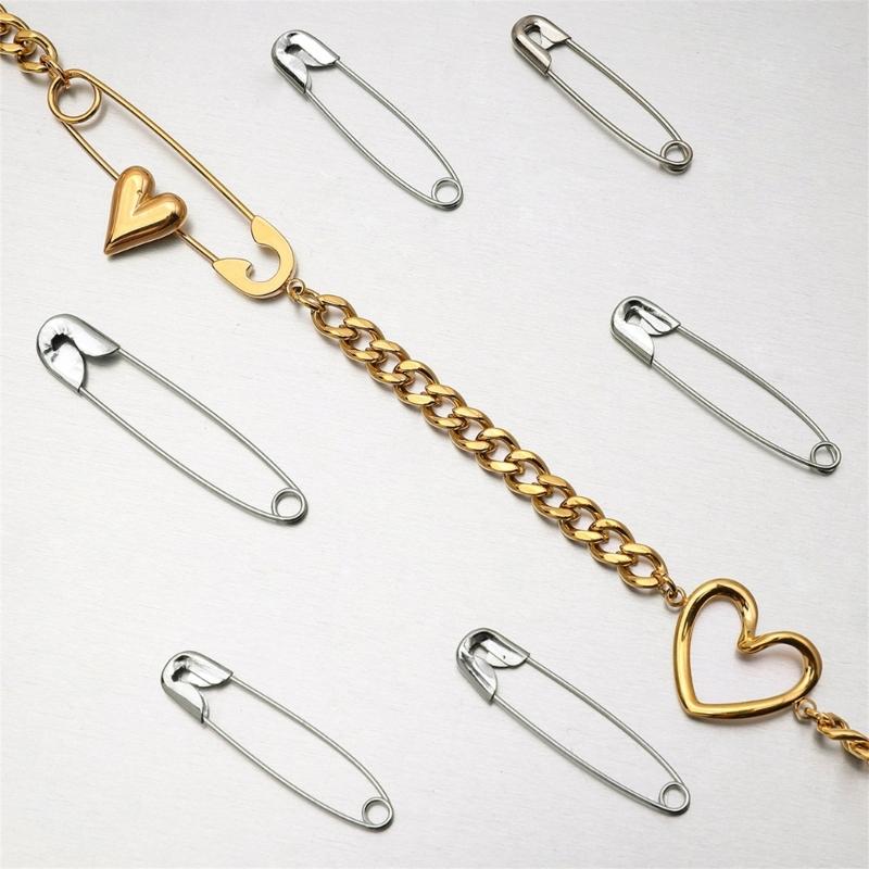 Adjustable Stainless Steel Paper Clip Inspired Heart Necklace For Women Fashion Jewelry Daily Wear Collarbone Chain