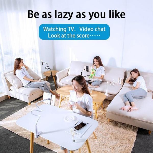 Supporto per telefono cellulare girevole a 360°, flessibile, con braccio lungo, da tavolo e da letto, con staffa girevole per telefono cellulare e tablet.