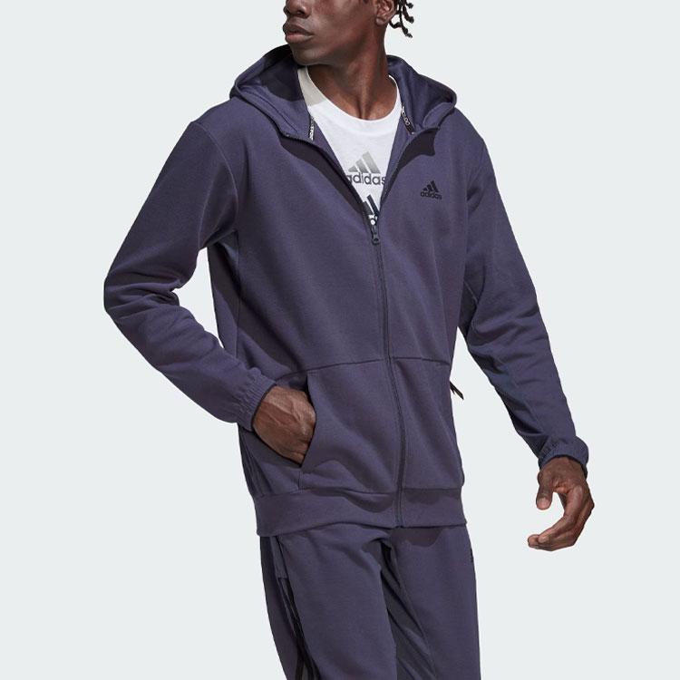 Adidas Aeroready Yoga Full-Zip Hoodie Striped Logo Print Sports Jacket Men Hoodies Dark-Blue HL2402