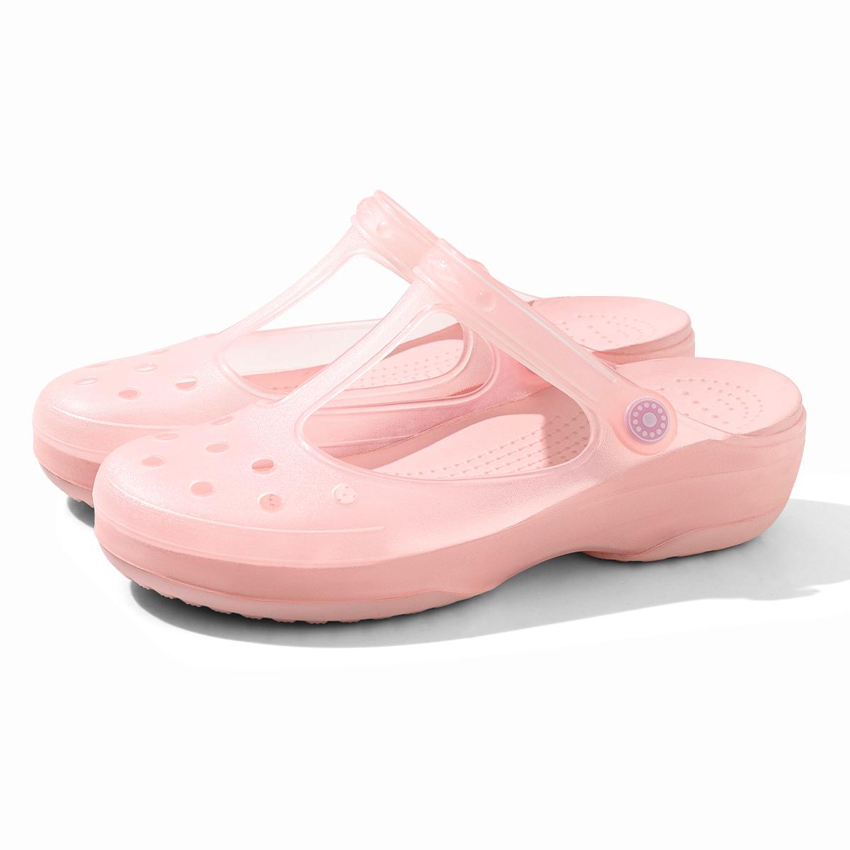 

Женские тапочки из термополиуретана с дырочками, закрытый носок, толстая подошва, нескользящие дышащие пляжные тапочки для дома 36