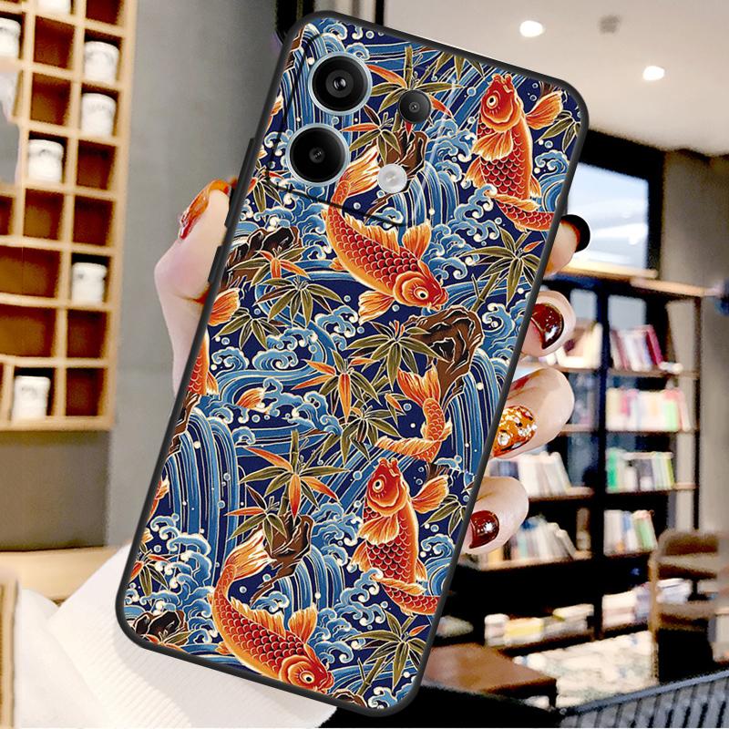 Tattoo Japanese Koi Dragon Wave For Xiaomi Redmi Note 14 Pro 9 10 11 12 13 15 Pro Plus Case For Redmi 15 15C 13C 12C 10C 14C