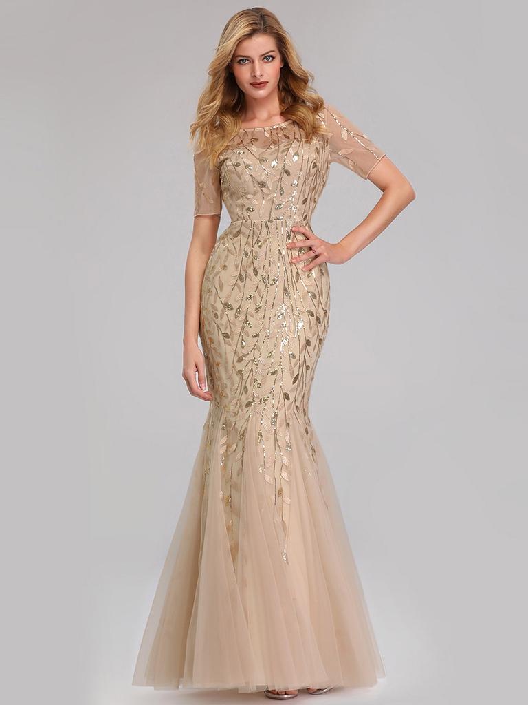 Ever-Pretty Illusion-Stickerei-Fischschwanz-Tüll-Abendkleid