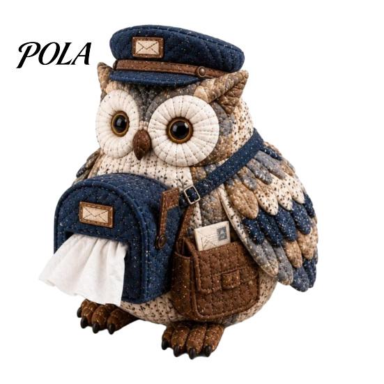 Woodland Animal Decor DIY Tissue Box Cover Kit, Owl Shape, Soft Textures Patchwork Easy Sewing Project Kit Handmade for Handicraft Enthusiast