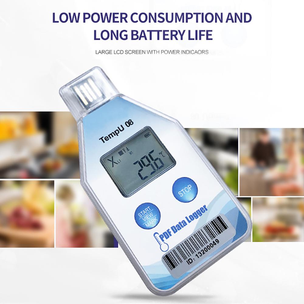 TempU08B Temperature & Humidity Data Logger IP67 Waterproof USB Temperature Recorder 32000 Sets Datalogger for Warehouse Storage