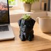Pot de Planteur pour Chien Pot Carlin Imprimé en 3D, Pot de Fleurs Décoratif en Forme d'Animal de Compagnie Intérieur Extérieur, Contenant pour Plantes Cactus Succulentes, Cadeau pour Amoureux Gain de Place
