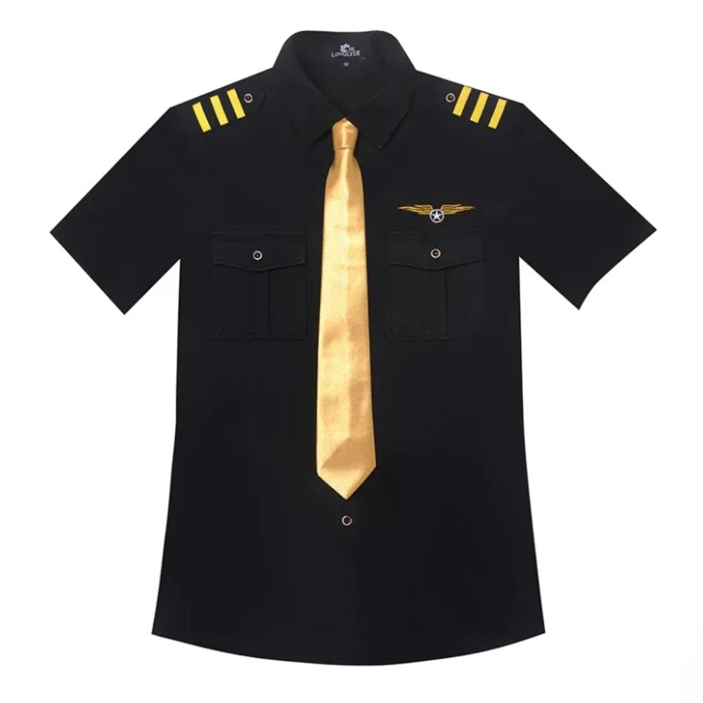 Nieuwe Collectie Vliegtuig Kapitein Uniform Luchtpiloot Kracht Vliegpak KTV Halloween Cosplay Verkleed Zomer Man Vrouw Shirt Jurk