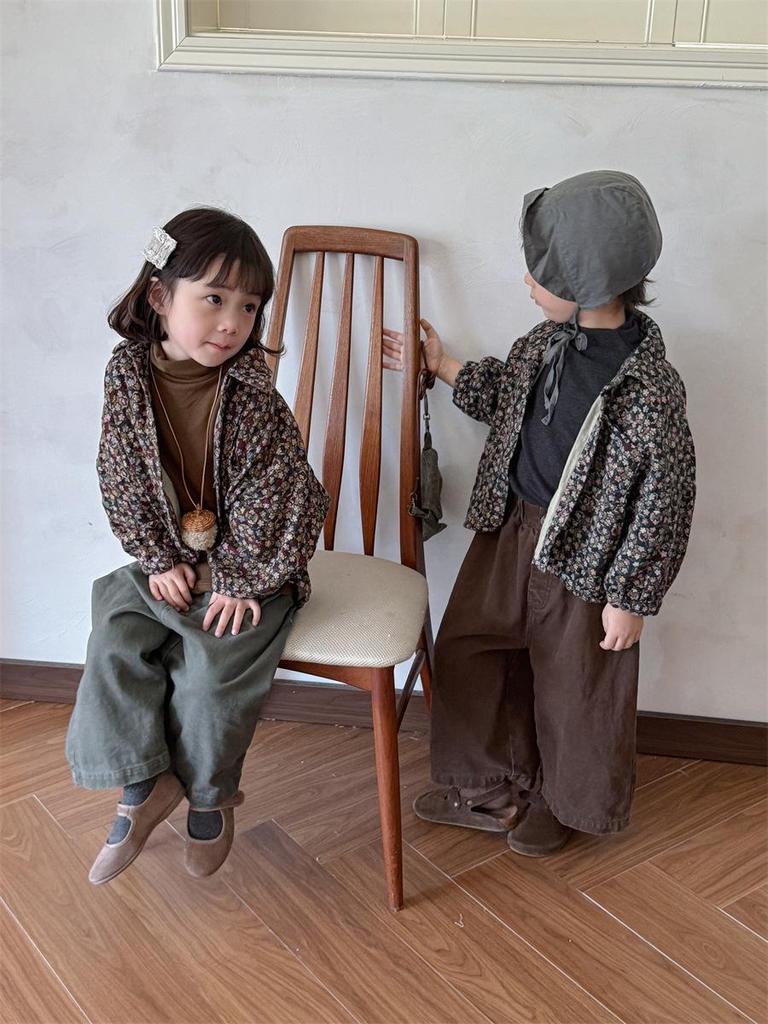 Jiaye Tongpin 2025 Autumn Kids' Distressed Cotton Wide-Leg Pants