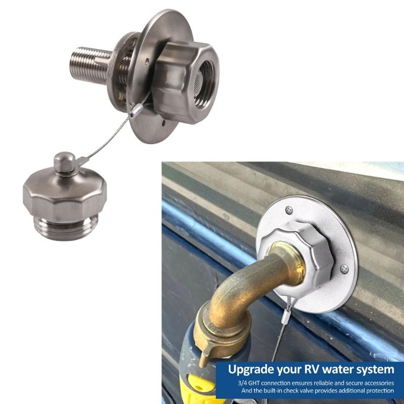 RVs Campers Water Inlet Check Valves 3/4 Adapter With Stainless Steel Body Leakproof Design Easy Installation