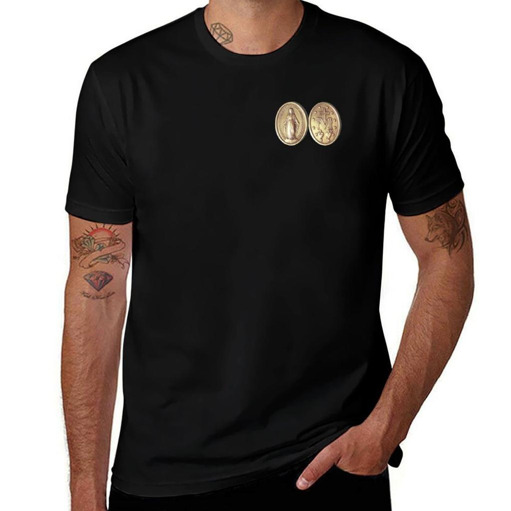 Our Lady Of Grace Virgin Mary Miraculous Medal Prayer T-shirt Man T Shirts For Men Casual T Shirts For Man Pack White T-shirt