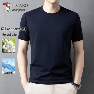Herren T-Shirt mit kurzen Ärmeln aus Maulbeerseidenmischung