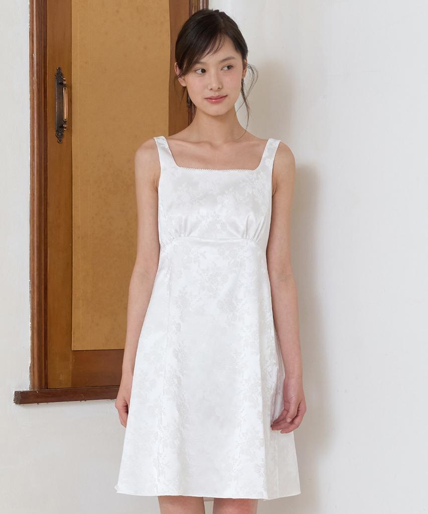 Ibokeuela Jeanne Sleeveless Mini Dress(Jacquard White)