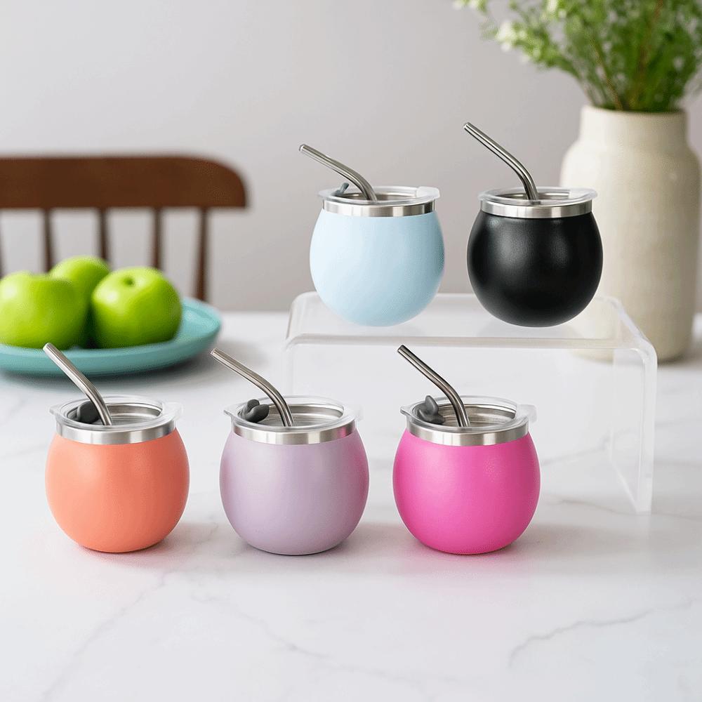 with Straw and Lid Portable Egg Cup Double Wall Tumbler Cup Argentine Yerba Mate Cup  Office