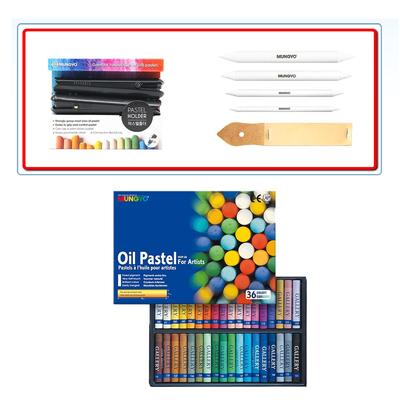 Sada 36 olejových pastelů Gallery s kreslicími potřebami (držák na pastely, tortillon Stump, brusný papír)