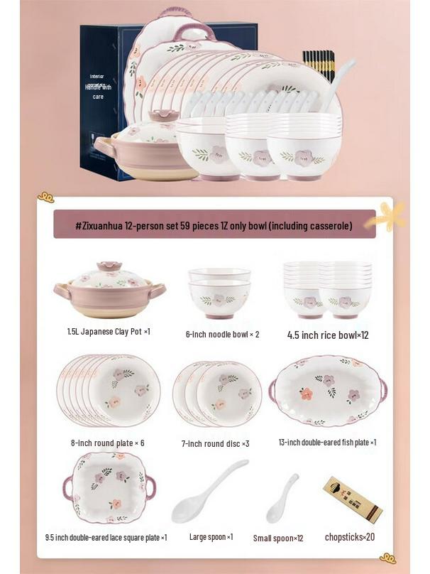 Modr Lanka 59-Piece Japanese Ceramic Dinnerware Set