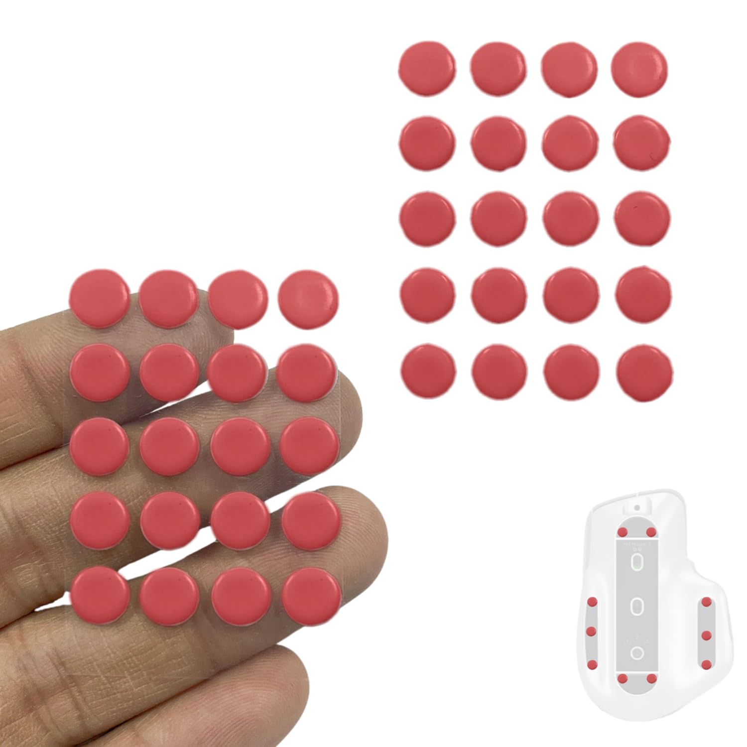 Ozgram Mouse Feet Replacement Stickers - Mouse Skates for Enhanced Glide, Gaming Mouse, Universal Fit [6mm Red, 40-Piece Set]