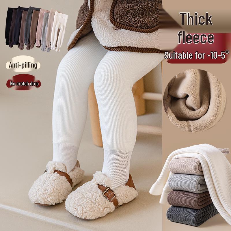 Winter Fleece-Lined Baby Leggings: Warm, Open-Crotch, Thickened One-Piece Pants for Children