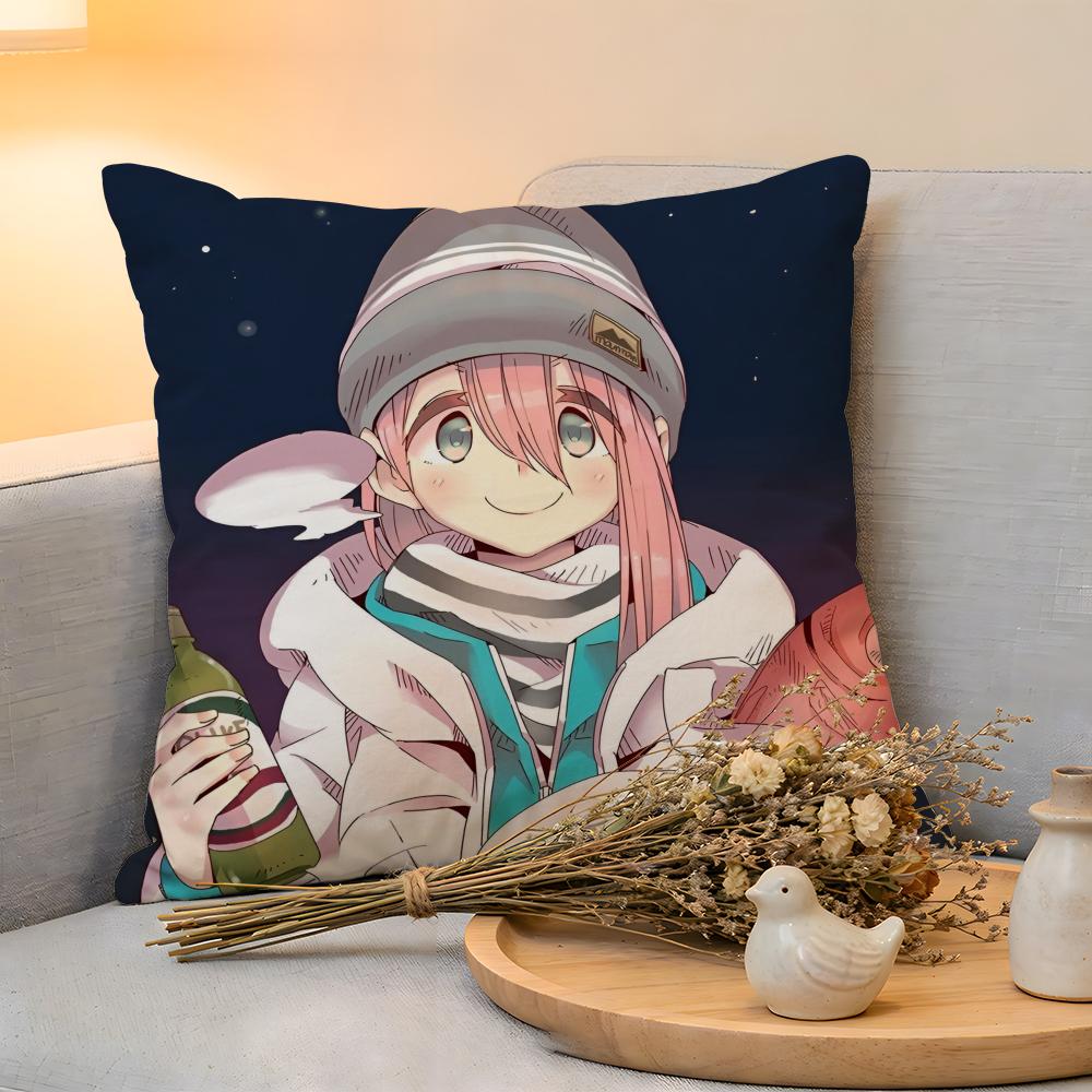 Cushion Cover  Linen  SkinFriendly Soft Decorative Case For Sofa Home Decor Anime Cute LLaidBack Camp Pillow cover