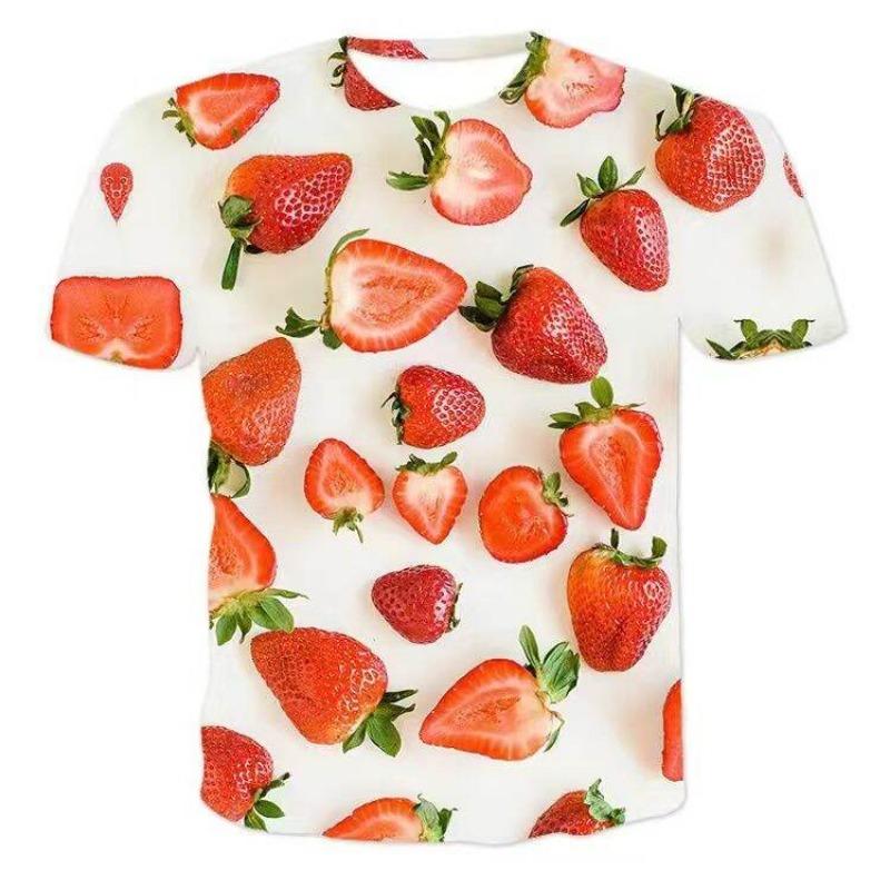 2024 Summer Best-Selling Cross-Border Men Best Selling T-shirt Fruit Short Sleeve 3D Digital Print Tops