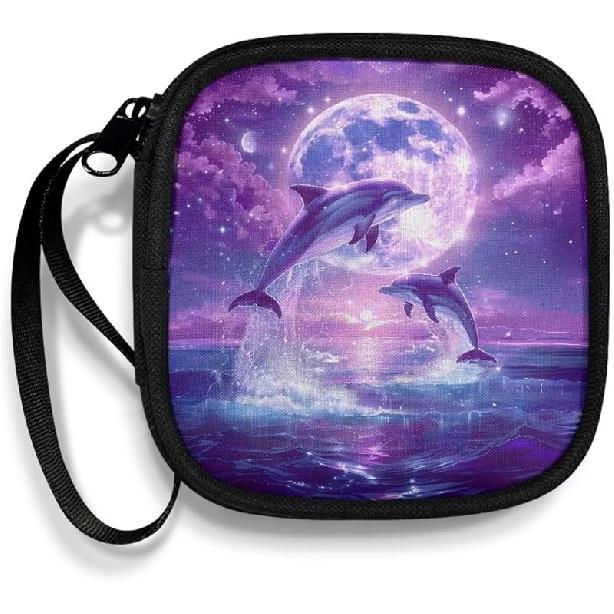 Mushrooms and Moon Carrying Earphone Case Pouch Storage Bag Holder-Earbud Case Headphones Storage Bag Pouch for Headphone, Bluetooth