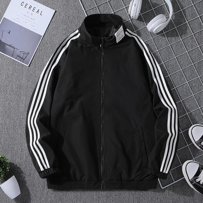 מעיל גברים צווארון בייסבול מעיל גברים שלושה פסים טופ קז'ואל גברים ריצה מעיל ספורט גברים