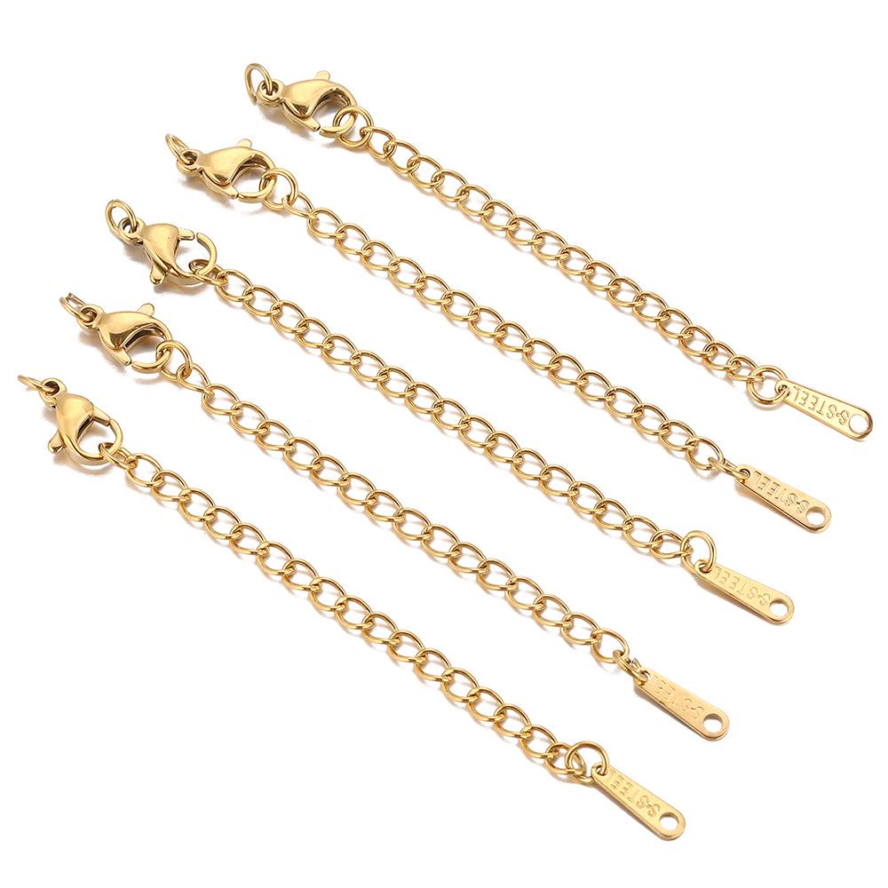 Stainless Steel & Titanium Necklace Extension with Lobster Clasp & Beaded Tail - DIY Accessory Set