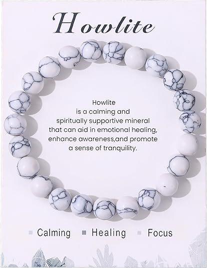 

Natural stone tiger eye amethyst elastic rope bead bracelet for men and women friendship gift, white cardboard bracelet