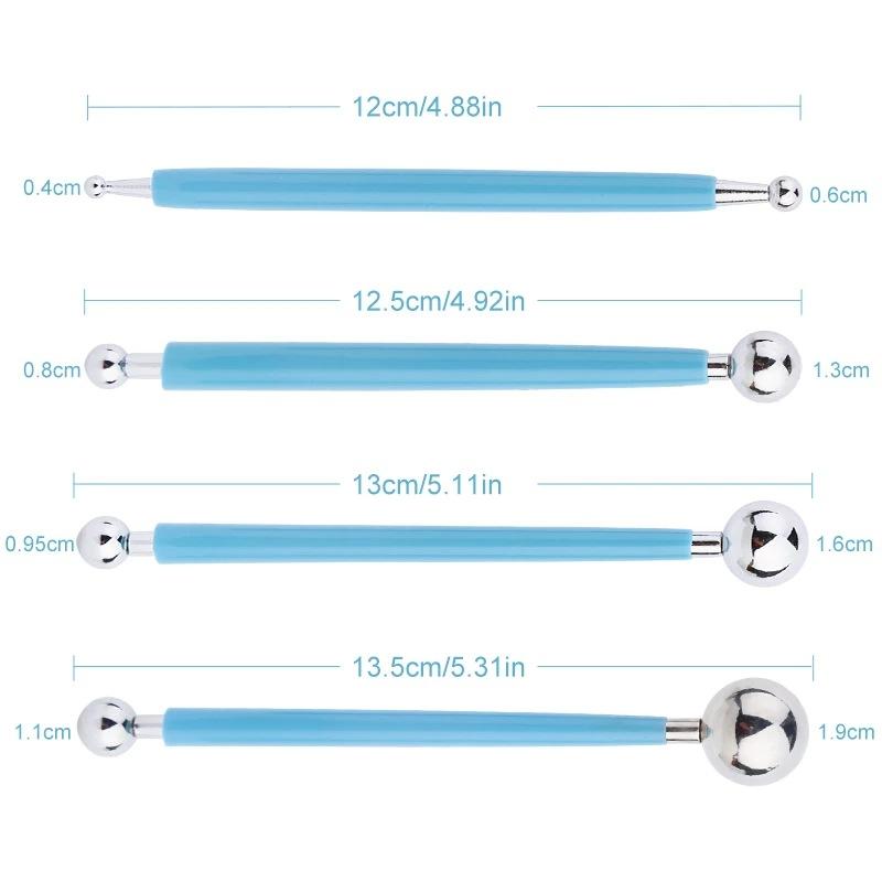 For Embossing Pattern 4 Pcs Point Drill Creasing Pen With DIY Ball Styluses Tools Spiral Double Head Clay Sculpting Tools