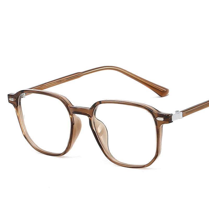 Women's Korean Polygonal Glasses, Myopia/Plano Lenses, Anti-Blue Light, Slimming for Large Faces, TR90 Bare Face Frame