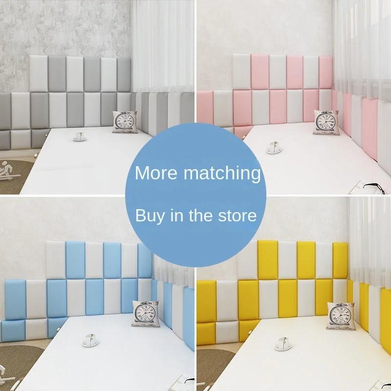 1pc 50x20cm Wall Protector Anti-scratch Self-adhesive Wall Sticker Bedroom Headboard Bedside Cloth Cushion Tatami Decor