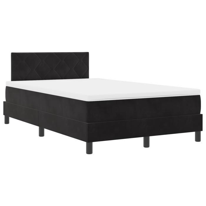 Lit à ressort vidaXL avec matelas Noir 120x200 cm Velours 3339232