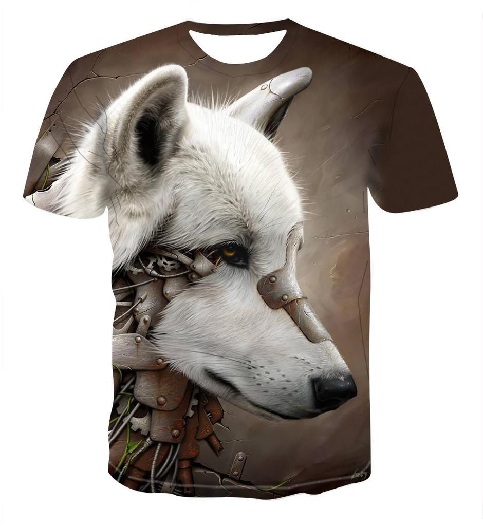 Buy Unisex 3D Wolves Print Fashion Tee Short Sleeve Top Polyester Wolf ...