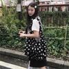 Japanese Sweet Cute Bow Tote Bag Women Plush Polka Dot Large Capacity Shoulder Bags Ladies Harajuku Versatile Daily Underarm Bag