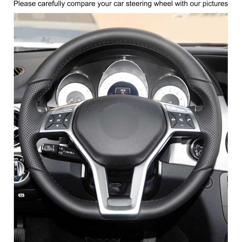 Black Hand-stitched PU Artificial Leather Car Steering Wheel Cover for Mercedes Benz A-Class 2013-2015 CLA-Class 2013 C-Class