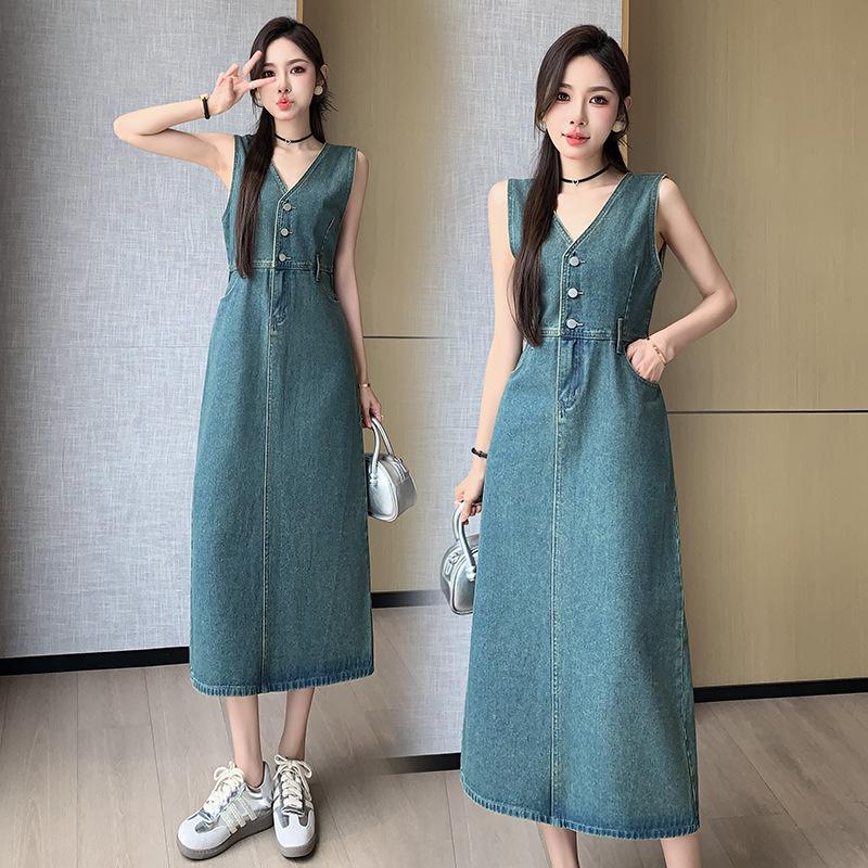 2024 Women's Summer Casual Denim Overall Dress