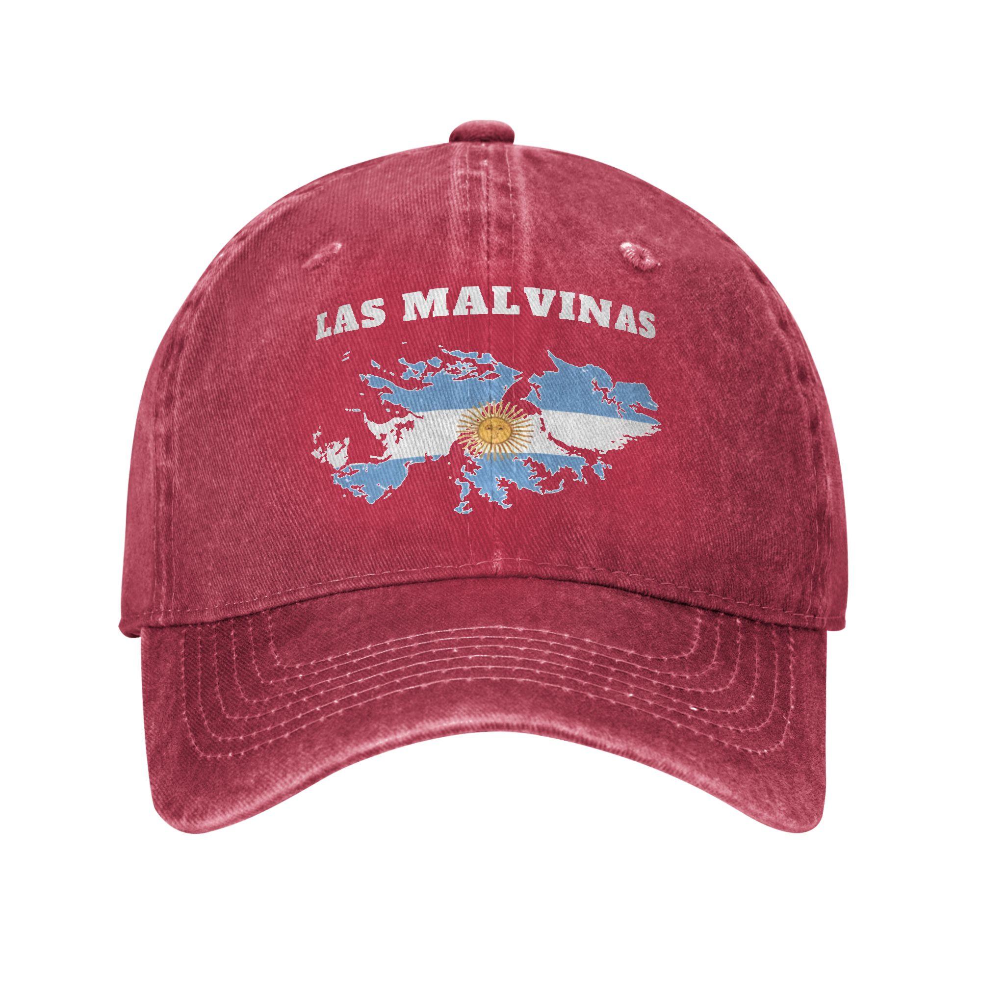 Унисекс Женская Кепка Бейсбольная Las malvinas argentina Футбол Футбол Печатная Винтажная Потертая Джинсовая Стиранная Регулируемая One Size