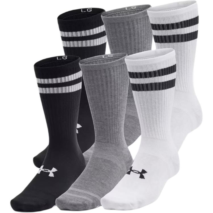 Носки Under Armour с круглым вырезом, унисекс, 6 пар, смешанные цвета, 1387058-100 LG