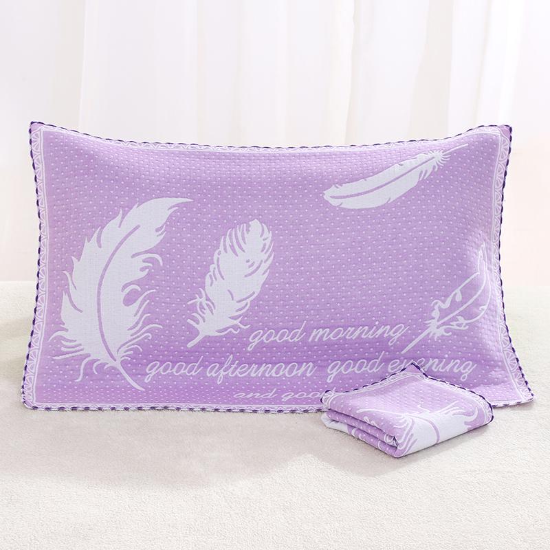 Sada povlaků na polštář a ručníků z čisté bavlněné gázy - Měkké, prodyšné, savé, nepouštějící vlákna (Sada 2)