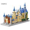 World Famous Architecure Micro Diamond Block Germany Latest Swan Stone Castle Snow Scene Small Blocks Pink Model Plaything Nanobricks