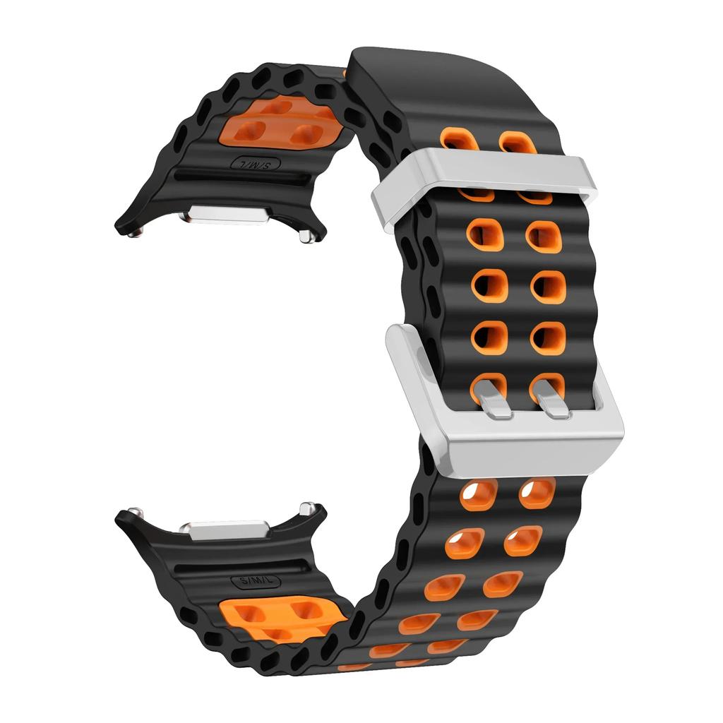 NEW Marine Silicone Strap For Samsung Watch 7 Ultra 47mm Bracelet No Gaps Sport Two-tone Band for Galaxy Ultra Watchband Straps