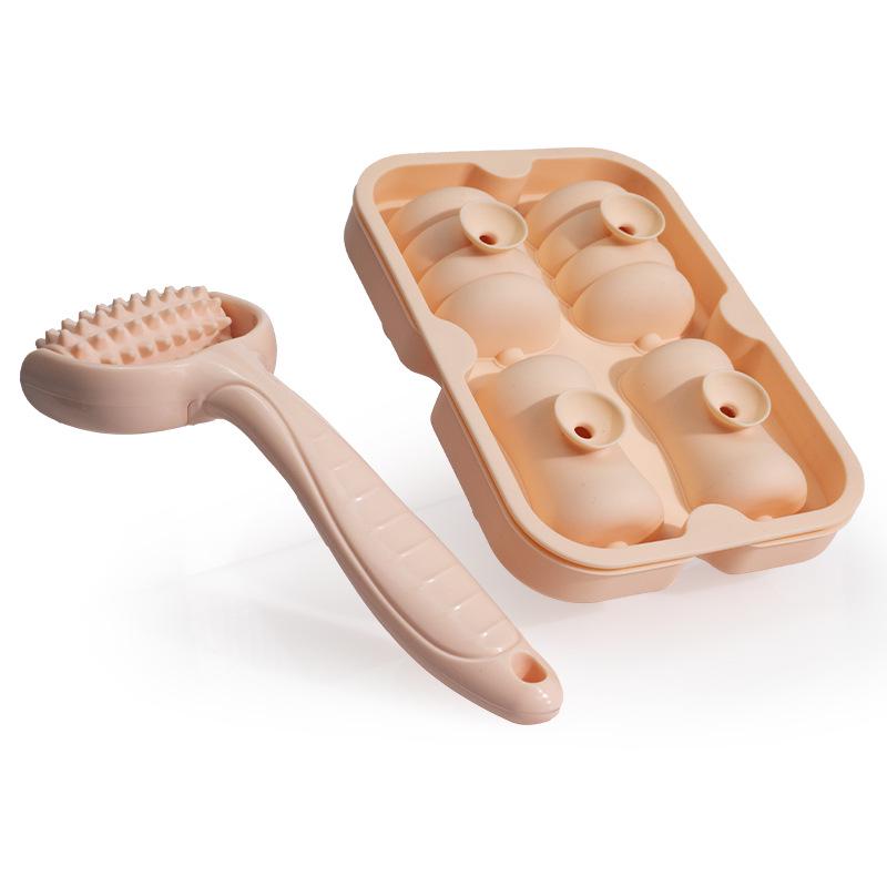 

Silicone Handle Ice Roller Massager Set for Facial Massage and Beauty Care розовый