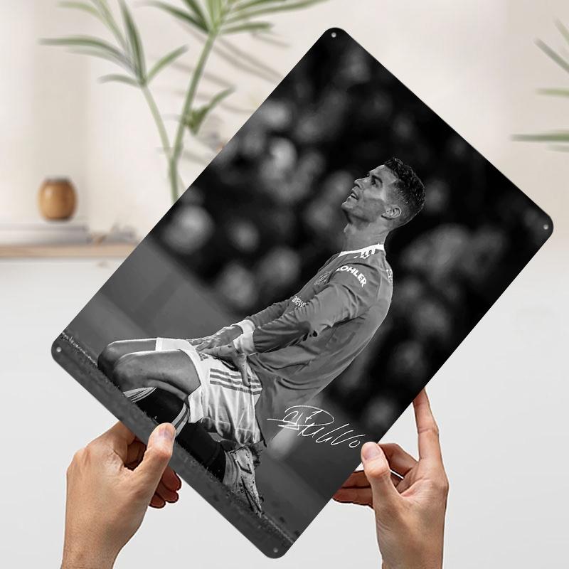 

Messi Soccer Ronaldo Metal Poster Customized Wall Art Retro Vintage Tinplate Signs for Man Cave Decoration Bedroom Decorations 7.9x11.8In(20x30cm)