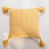 45x45cm Nordic Chenille Knitted Square Cushion Cover Yellow Pink Pillow Cover with Tassels Pillowcase Sofa Bed Chair Decorative