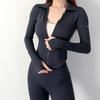 Women's Long Sleeve Fitness Jacket - Autumn/Winter Yoga & Running Outerwear with Lapel Zipper