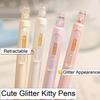4Pcs Kawaii Cat Retractable Gel Pens 0.5Mm Fine Tip Smooth Writing For Office School Note Taking