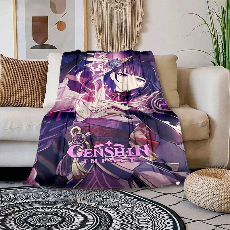 Genshin Impact Měkká plyšová rozkládací pohovka házecí kreslený moderní flanelový povlak na deku Gedruckt Bettdecke Geschenk piknikové deky